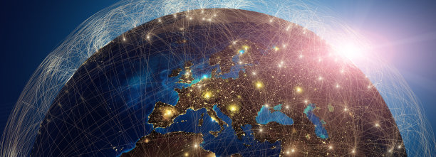全球化与传播理念。地球和光线。三维渲染图片下载