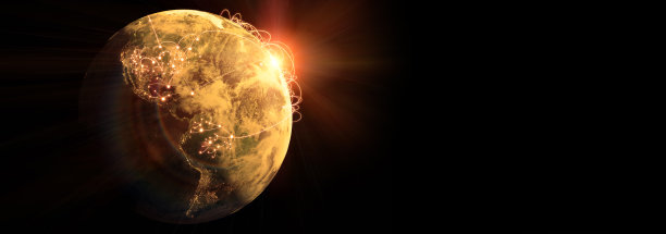 全球化与传播理念。地球和光线。三维渲染图片下载