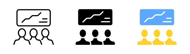 图表集图标。图表、按钮、功能、滑块、箭头、形状、磁贴。职业、收入、动力、授权、管理。矢量图标在直线，黑色和彩色风格的白色背景图片下载