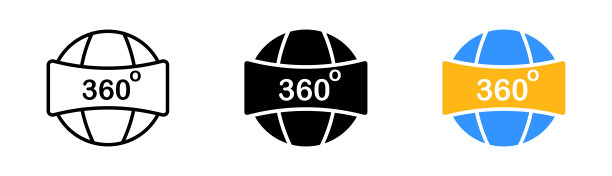 虚拟现实集图标。360度，星球，vr头盔，眼镜，三维立方体，科技，增强。矢量图标在直线，黑色和彩色风格的白色背景图片下载