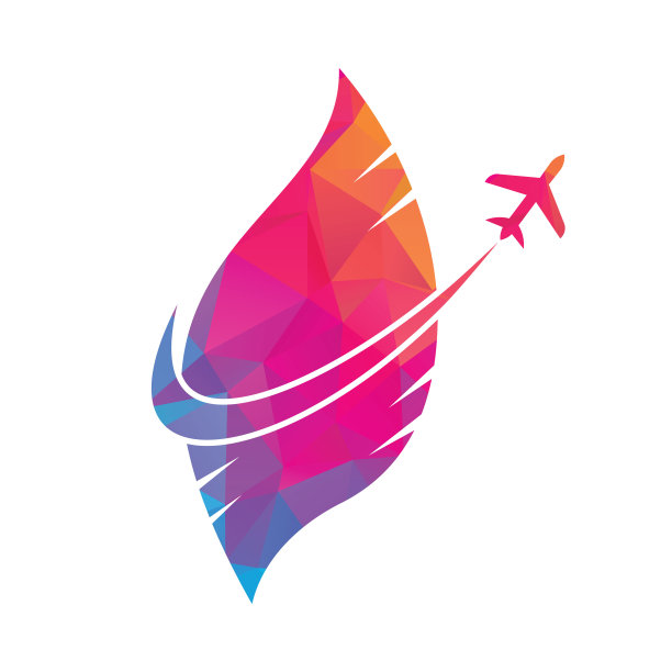 叶飞机旅行标志设计模板。图片下载