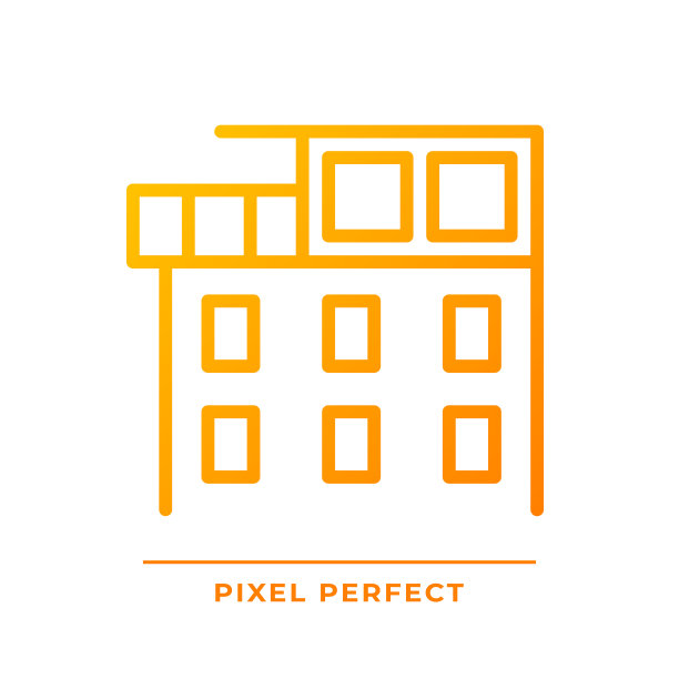 阁楼像素完美梯度线性矢量图标图片下载