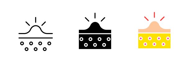 粉刺。皮肤炎症，皮下，韩国化妆品，视黄醇，烟酰胺，皮脂调节，痘痘。矢量集图标在直线，黑色和彩色风格隔离在白色背景图片下载