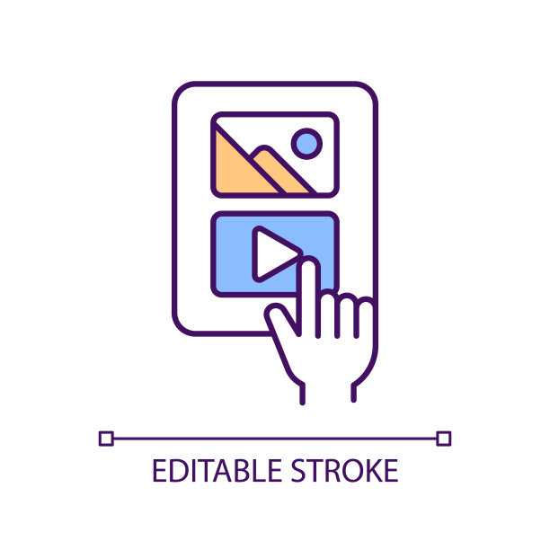 社交媒体上的视觉内容RGB彩色图标图片下载