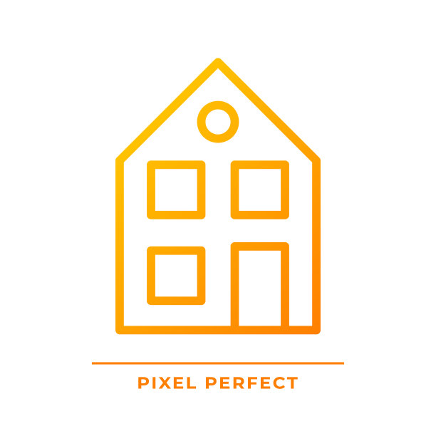 两层楼的房子像素完美梯度线性矢量图标图片下载