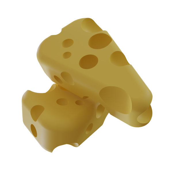 3d渲染可爱的卡通两个黄色奶酪的UI ux设计插图图片下载
