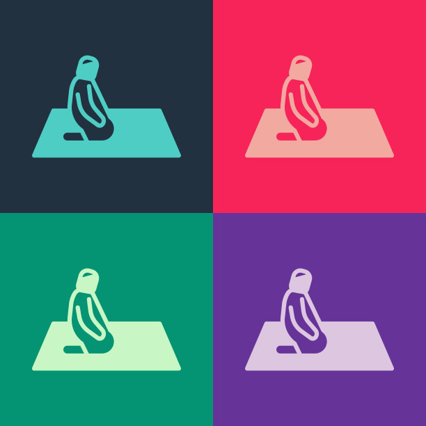 波普艺术穆斯林男子在地毯图标上祈祷图片下载