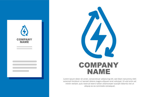蓝色的水能量图标孤立在白色图片下载