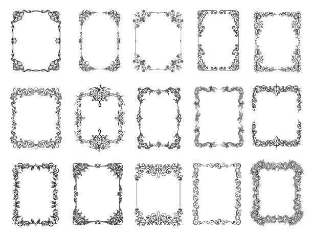 黑色华丽的框架与金银丝大漩涡图片下载