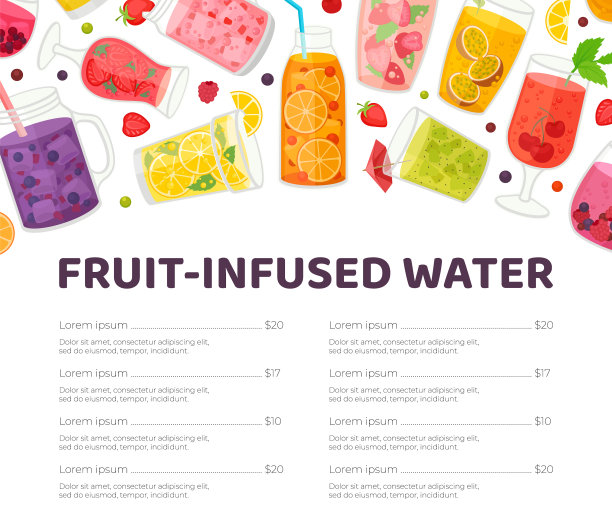 新鲜水果饮料横幅设计与凉爽多汁图片下载