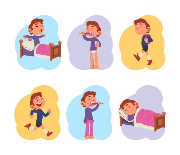 可爱的学校男孩日常活动集孩子图片下载