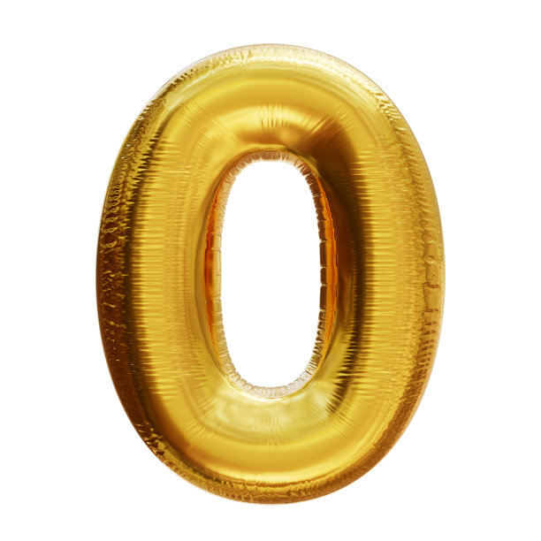 黄金数字0箔气球图片下载