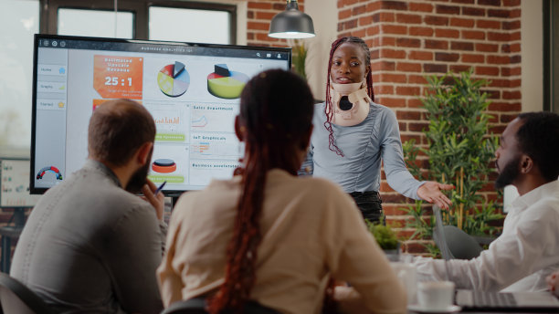 受伤妇女颈颈颈领工作业务图片下载