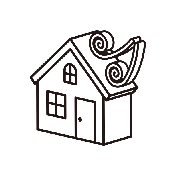 一个简单的三维插图的房子和灾难强风图片下载