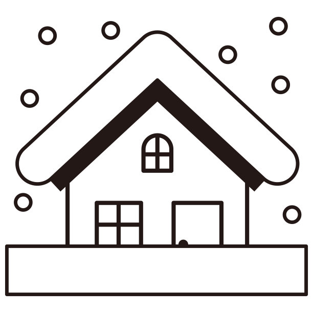 一个简单的单色插图的房子和灾难大雪图片下载