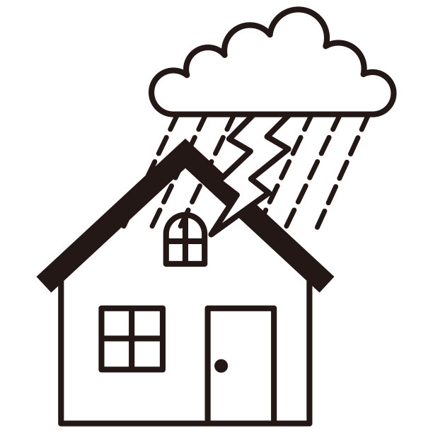 一个简单的单色房子的插图和一场灾难大雨图片下载