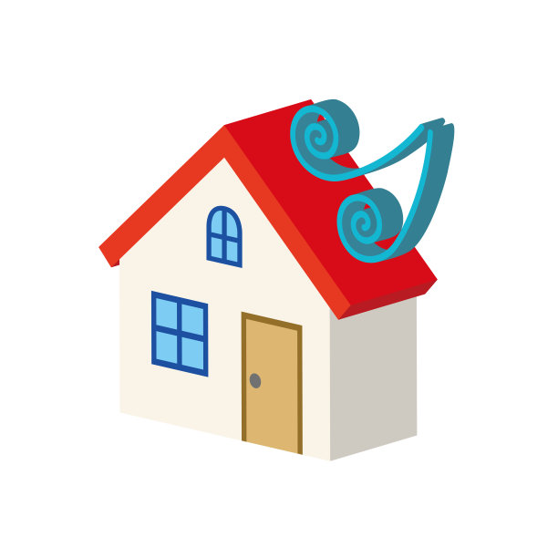 一个简单的三维插图的房子和灾难强风图片下载