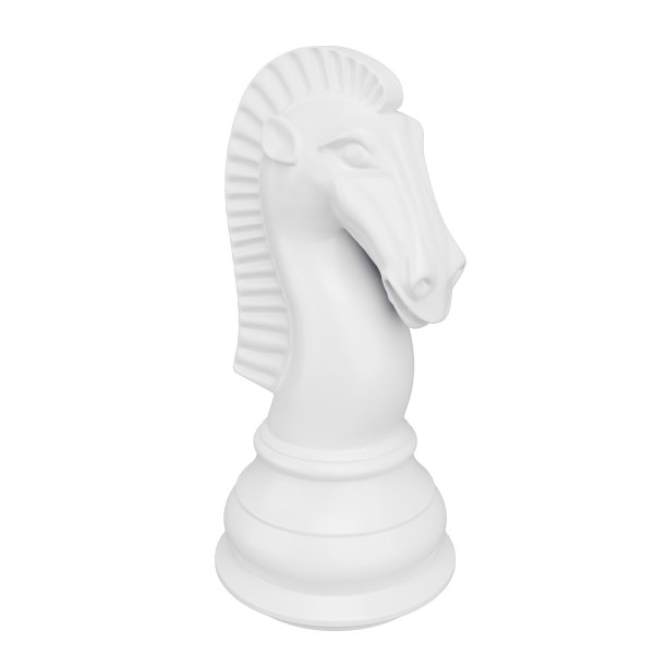 三维渲染白骑士孤立在白色背景图片下载