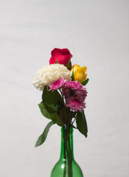 玻璃瓶里装着一束美丽的花图片下载