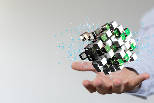 一个抽象的三维渲染技术背景数据互联网基础设施的概念图片下载