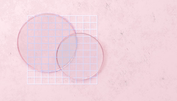 圆形玻璃板。现实的透明玻璃在圆形框架。3 d渲染。写实风格。化妆品样品的模型。三维渲染图片下载