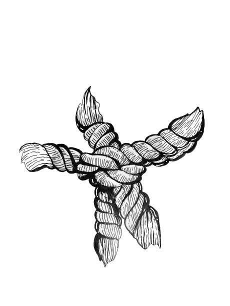 墨绳结手绘孤立在白色背景上图片下载