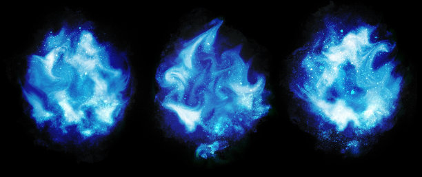 一个燃烧的蓝色火球的手绘图形效果插图图片下载