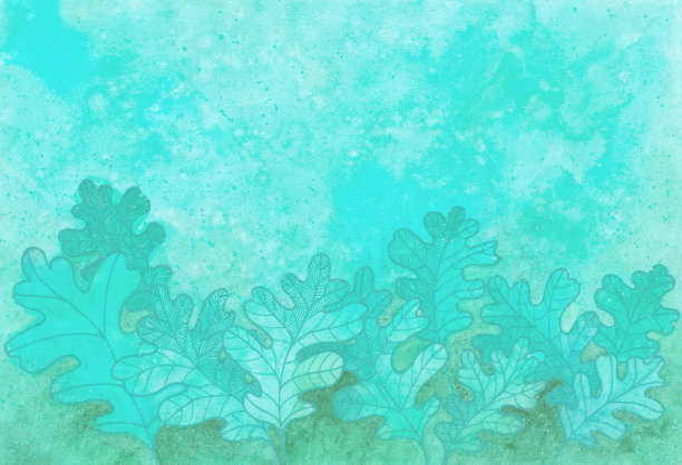 自然旗帜背景与橡树叶图片下载