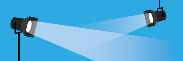 旗帜2号聚光灯。矢量平面聚光灯在蓝色背景上。插图EPS10。图片下载