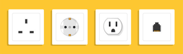 电插头。电力收集美国和欧洲插头墙插座矢量平面图片10 eps。图片下载