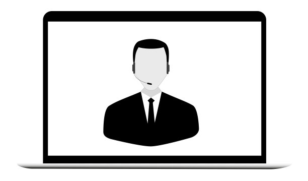 在透明背景的笔记本电脑上的操作员插图图片下载