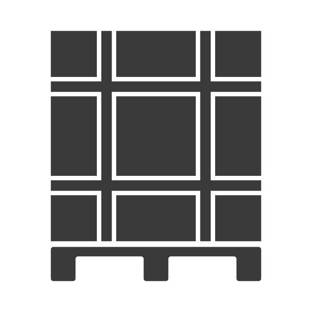 建筑材料的交付在一个托盘字形图标孤立的白色背景。矢量插图。图片下载