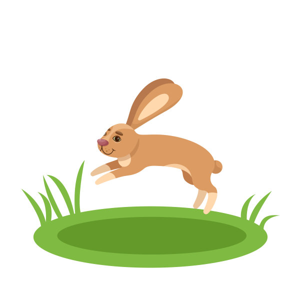 兔子图案印花。复活节兔子。兔子在跳。白色背景上可爱的兔子。平面的矢量。图片下载