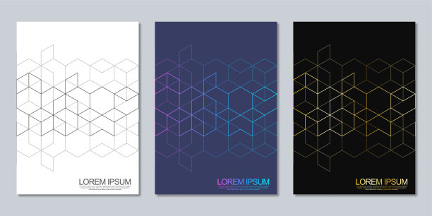 抽象几何封面和小册子与等距矢量块，和多边形形状的模式图片下载