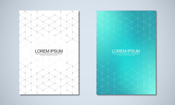 抽象几何封面和小册子与等距矢量块，和多边形形状的模式图片下载