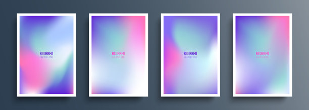 一套抽象的背景与多色梯度为您的创意平面设计。粉色，绿色和蓝色。图片下载