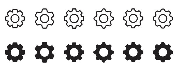 齿轮图标，设置符号，符号，矢量插图图片下载