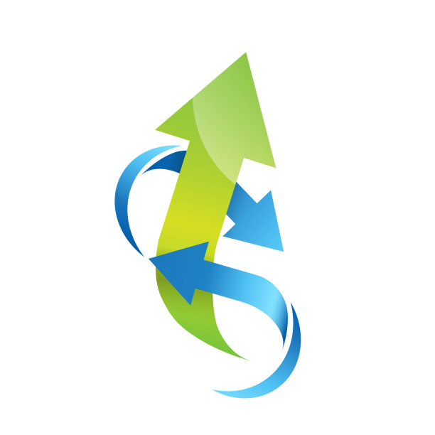 绿色能源来自于风，用箭在空气漩涡中完成。风能的矢量符号。2050年净零排放图片下载