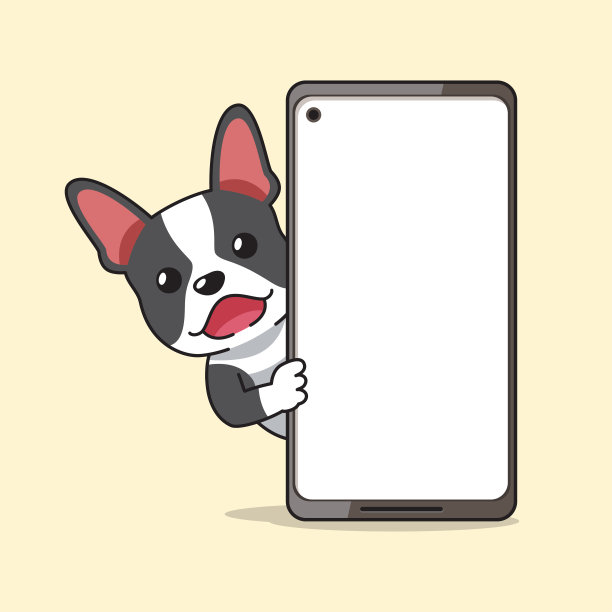 卡通人物波士顿梗狗和智能手机图片下载