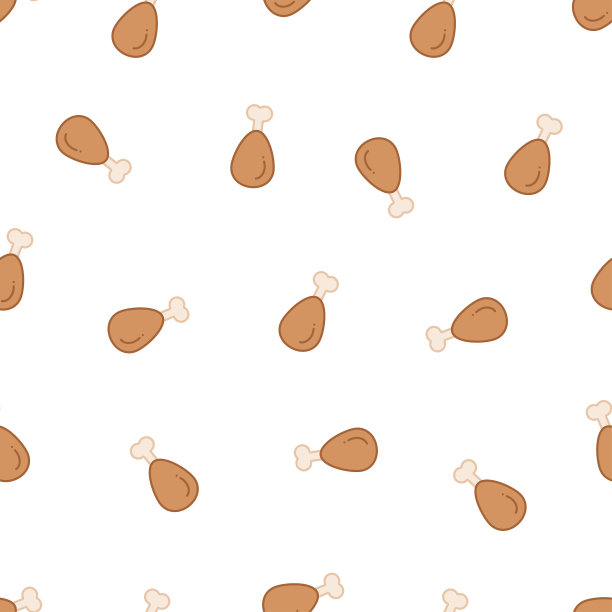 简单的无缝模式与鸡腿。白色背景的鸡腿图片下载