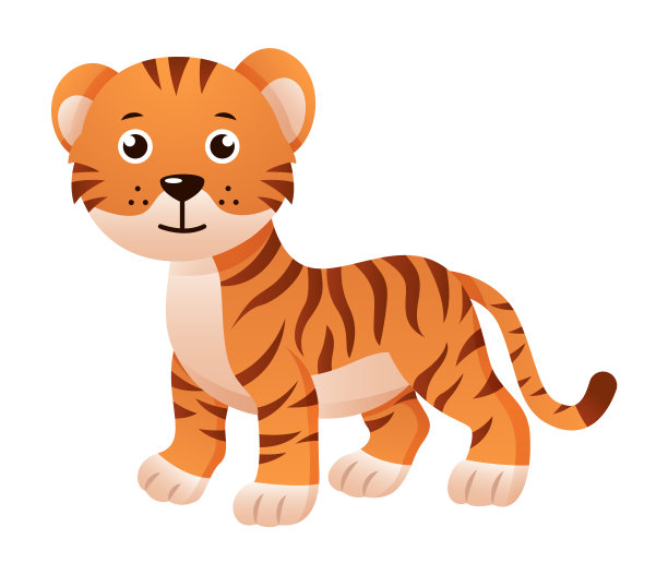 老虎。可爱孤立的卡通矢量。图片下载