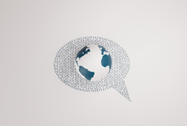 以数字为背景的球体排列成一个语音气泡。图片下载