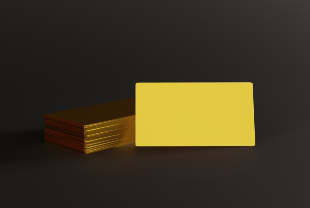 黑色背景的金色名片。图片下载