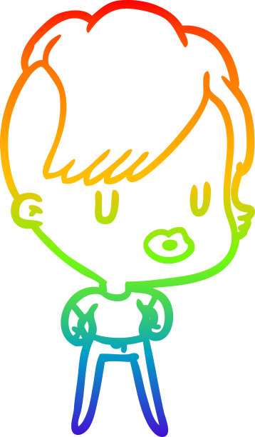 彩虹渐变线画一个女孩朋克潮发型图片下载