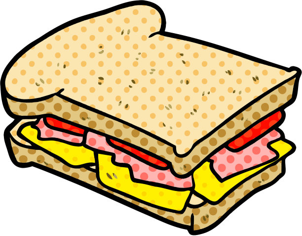 卡通火腿奶酪番茄三明治图片下载
