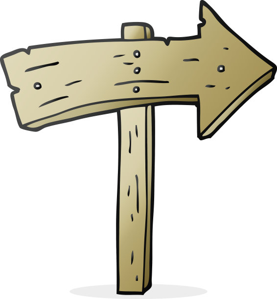手绘卡通木制方向箭头图片下载