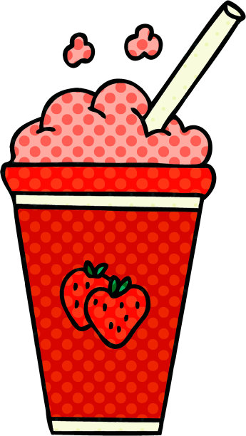 漫画风格的古怪卡通草莓奶昔图片下载