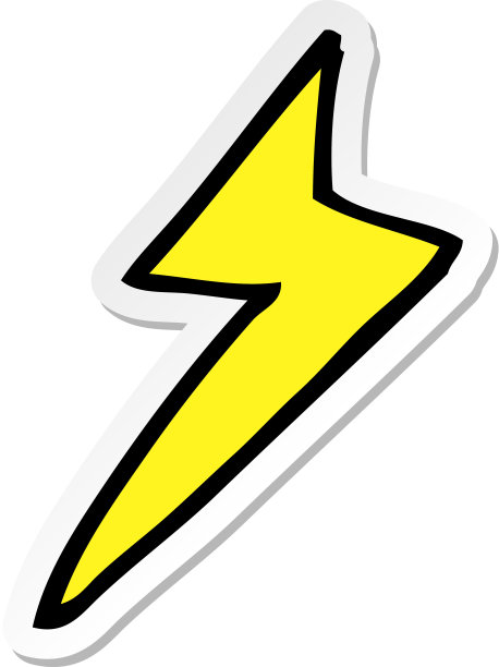 一个卡通闪电符号贴纸图片下载