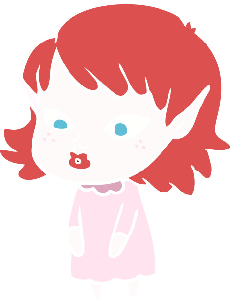 平面色彩风格卡通精灵女孩尖尖的耳朵图片下载