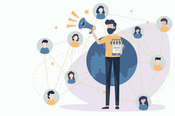 企业在互联网上进行网页推广、广告宣传、促销和市场营销。影响销售。通信业务或数字客户研究过程策略说明。图片下载